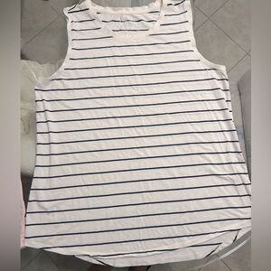 2 - LL Bean fitted tank tops size XL , one pink one white with black stripes